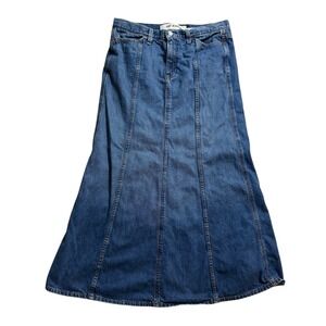 GAP Jeans Maxi Skirt Blue Denim A-Line Flare Vintage Y2K Style Women Size 12